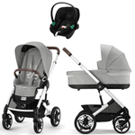 Коляска Cybex Talos S Lux SLV complete Aton S2 Moon Black Base One 4 в 1 Stone Grey с дождевиками