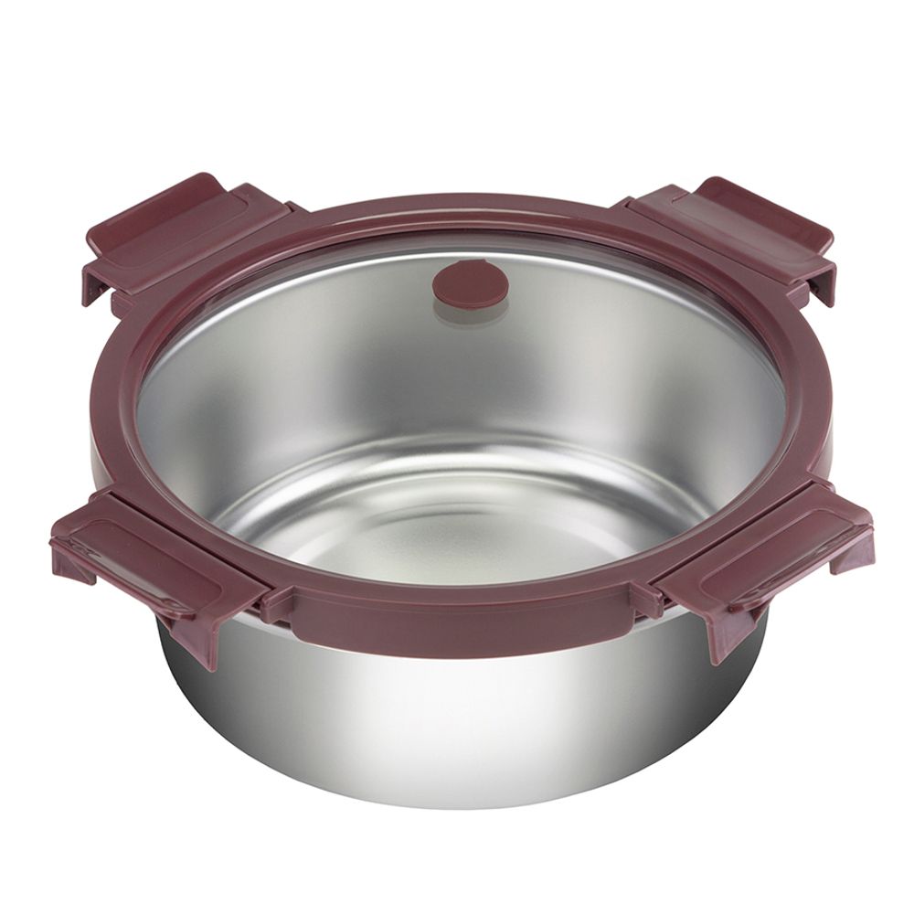 Контейнер стальной круглый Click Steel, 1,5 л, сливовый