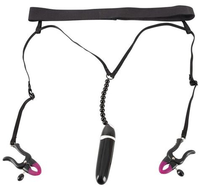 Женские вибростринги с зажимами для половых губ Spreader String with Vibrator