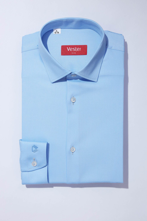 Сорочка подростковая VESTER длинный рукав, цвет голубой, бамбук/пэ/эл
