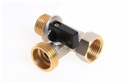 Кран шар 3-х проходной 1/2гх1/2шх3/4ш ДСМА Дорон (для стир.машины)