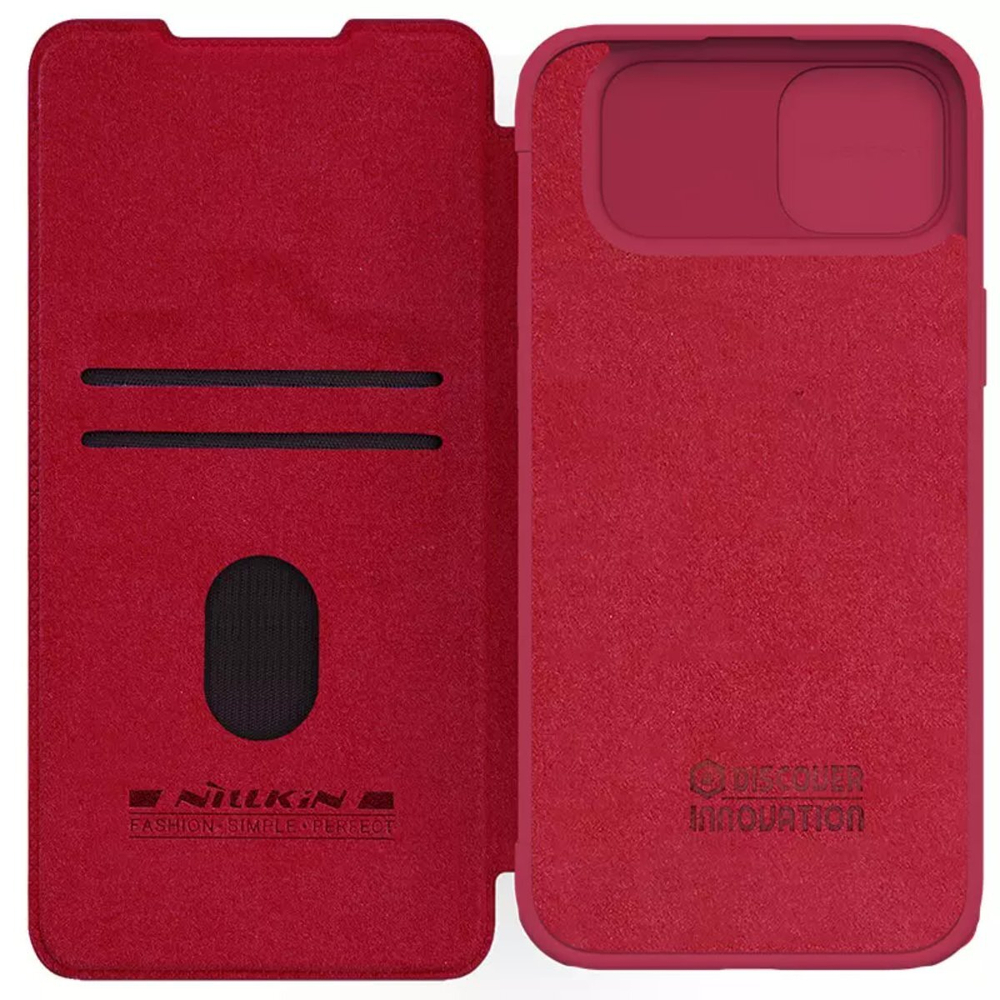 Кожаный чехол-книжка Nillkin Leather Qin Pro c защитой камеры для iPhone 15 Plus