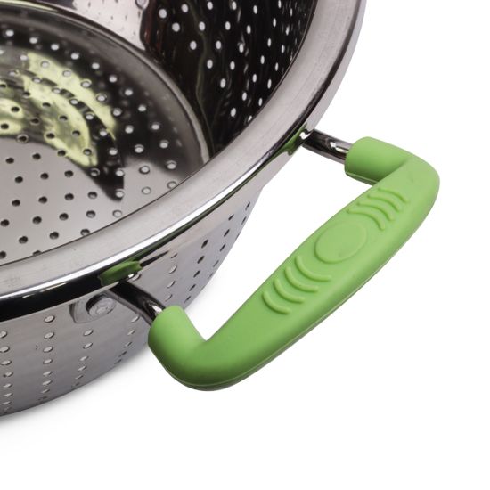 Дуршлаг 26 см. из нержавеющей стали Kamille KM 4359 с двумя силиконовыми ручками
