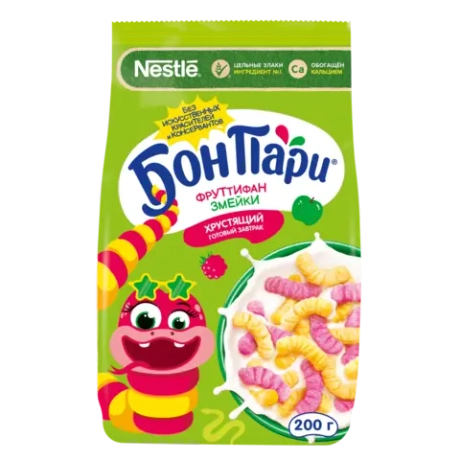 Завтрак готовый БОН ПАРИ Фруттифан Змейки (Пак) 200г
