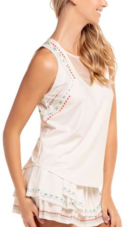 Женский топ теннисный Lucky in Love Desert Vibes Arrow Stripe Tank - белый