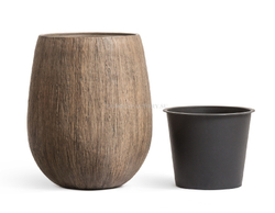 Кашпо TREEZ Effectory - серия Wood - Округлая чаша - Светлый дуб