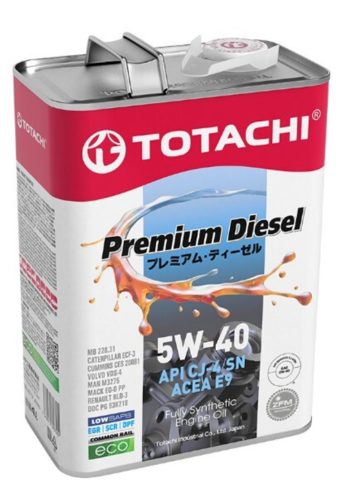 Масло TOTACHI 5/40 Premium Diesel Fully Synthetic A3/B4/E9 CJ-4/SM синтетическое 4л