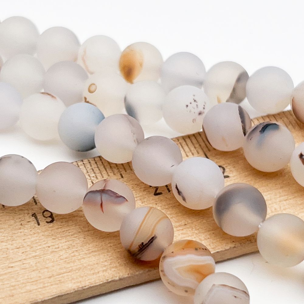 Халцедон матовый бусины, размер около 8,1-8,3 мм, цена за 22-23 шт (1/2 нити)