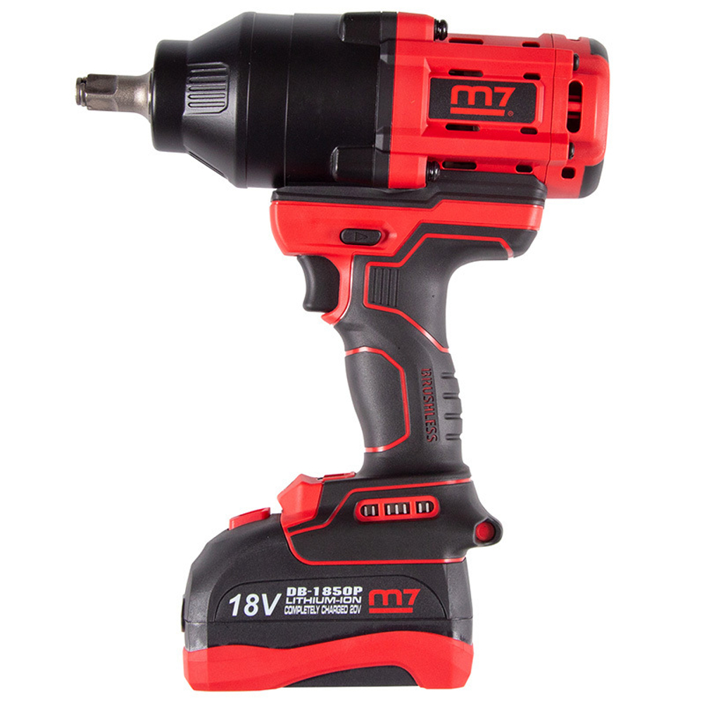 MIGHTY SEVEN (DW-402AL) Гайковерт аккумуляторный ударный 1/2", 1700 Нм, 18 В, кейс, в комплекте фонарь