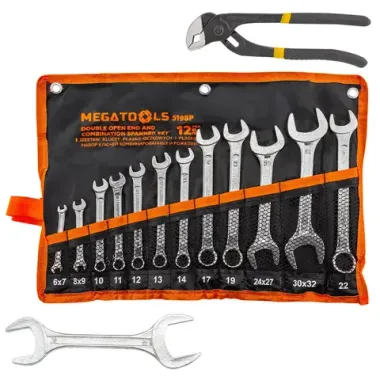 Набор ключей комбинированных и рожковых 12+2пр. MEGATOOLS MT-5198P+2