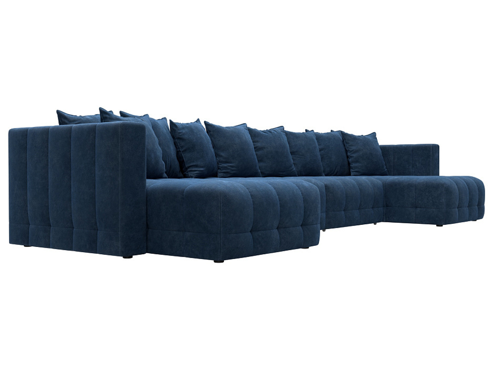 Диван П-образный Лига-052 НПБ Лонг, BRUT 11 ВЕЛЮР синий