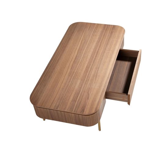 Журнальный столик 2108/413A из орехового дерева и золотистой стали