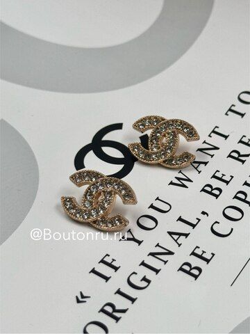 Пуговицы Шан. Золото Лого стразы 22 мм