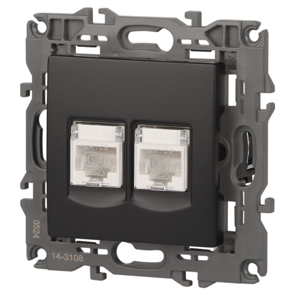 Розетка ЭРА Elegance 14-3108-05 информационная двойная 2хRJ45 IP20 антрацит