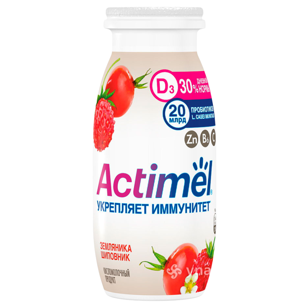 Йогурт Actimel супермикс земляника шиповник 95 гр