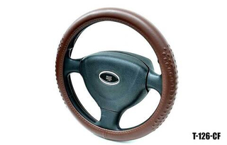 Оплетка на руль круглая Coolpart MAXIMAL (37*38) нат.кожа кофейный T-126-CF