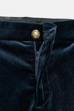 ZARA РАСКЛЕШЕННЫЕ БАРХАТНЫЕ БРЮКИ ZW LIMITED EDITION, СИНИЙ