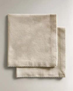 ZARA HOME САЛФЕТКИ С ФЕСТОНАМИ (НАБОР ИЗ 2 ШТ.), СВЕТЛО-БЕЖЕВЫЙ