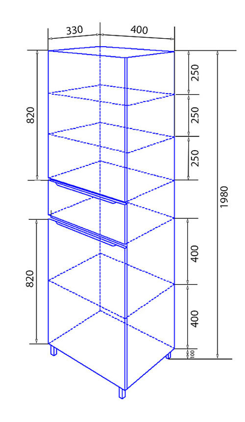 Пенал Azario LOTOS 40 400x330x1980 левый напольный (CS00083926)