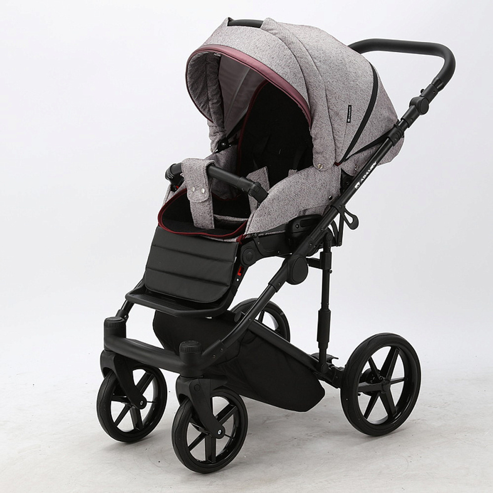 Детская коляска Adamex Rimini 2 в 1 RI40-LUX СВ.РОЗОВ+СЛИВОВАЯ КОЖА+СИРЕНЬ ПЕРЛ.ОТДЕЛКА