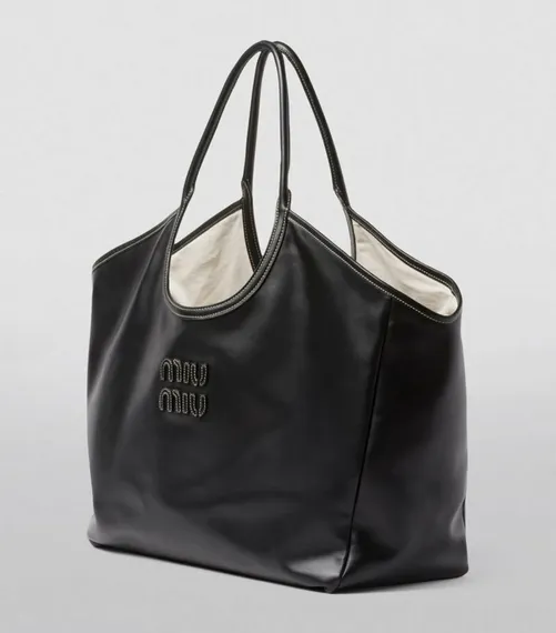 Кожаная сумка Miu Miu Ivy, черный