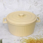 Кастрюля керамическая для запекания 2л «Акварель» 22*18*10см, бежевая