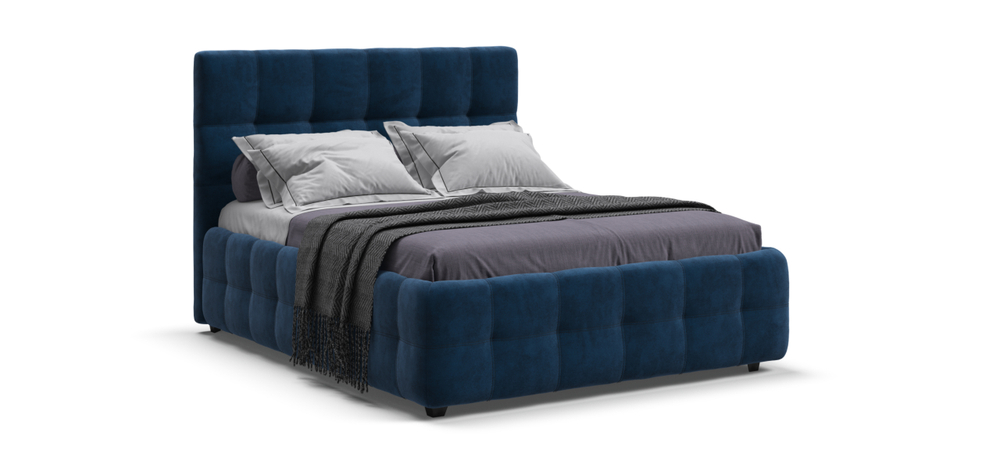Босс Кровать+ПМ 160 Велюр Монолит синий