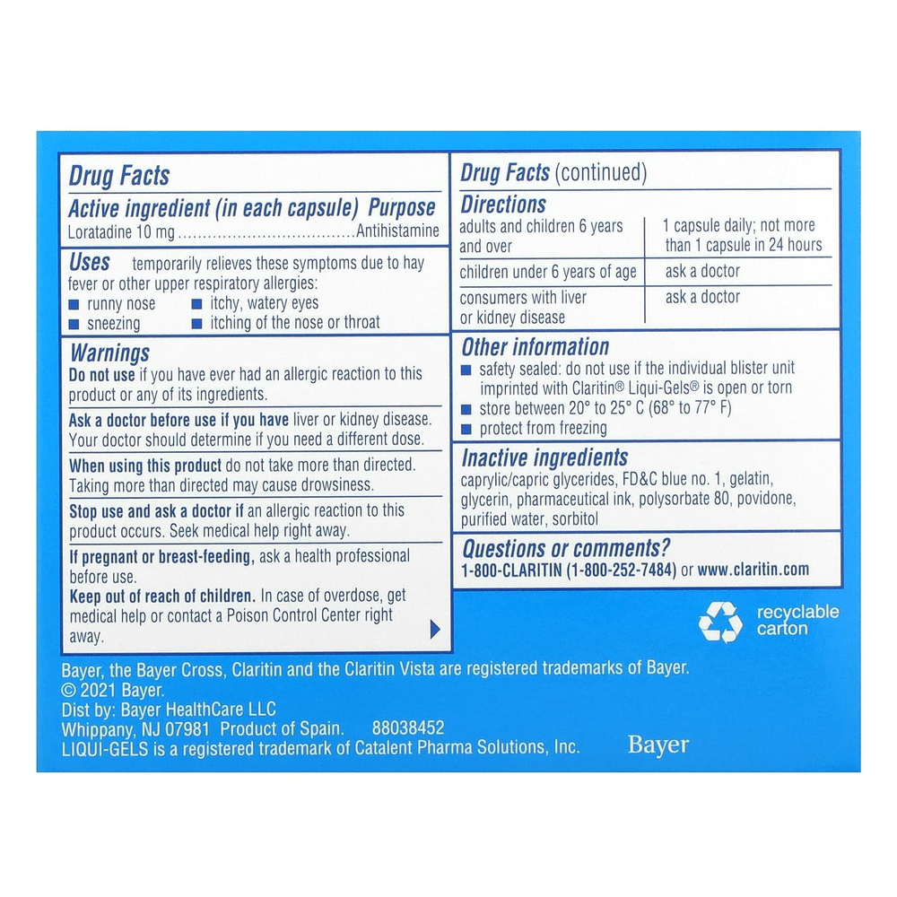 Claritin, Non-Drowsy, жидкие гели, 10 мг, 30 капсул с жидкостью