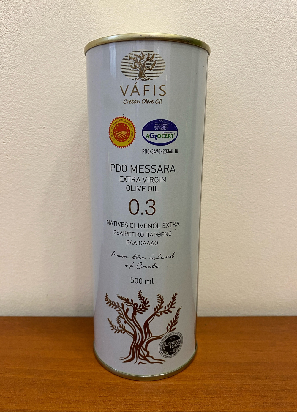 Оливковое масло нерафинированное VAFIS 0.3 Extra Virgin от NIKITAKIS в жести 0.5л, Греция
