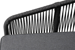 "Канны" диван модульный плетеный из роупа, каркас алюминий темно-серый (RAL7024), роуп темно-серый круглый, ткань темно-серая