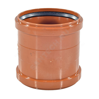 Муфта НПВХ двухраструбная коричневая Дн 200 б/нап соединительная в/к KGMM Ostendorf 223510