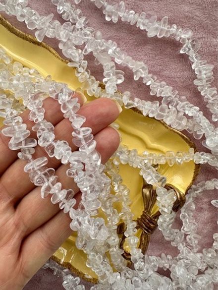 Нить бусины из горного хрусталя 5-12мм (галька)