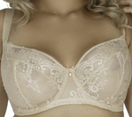 Телесный бюстгальтер с мягкой чашкой из кружева с «ресничками» (Размер: 90C) (Цвет: телесный)