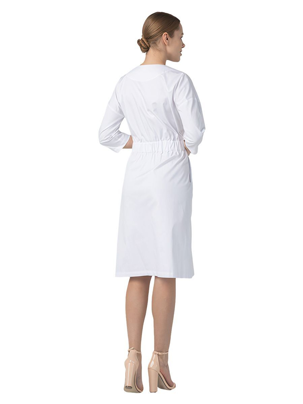 Платье медицинское Dr. Nice с серым поясом, белый, 48