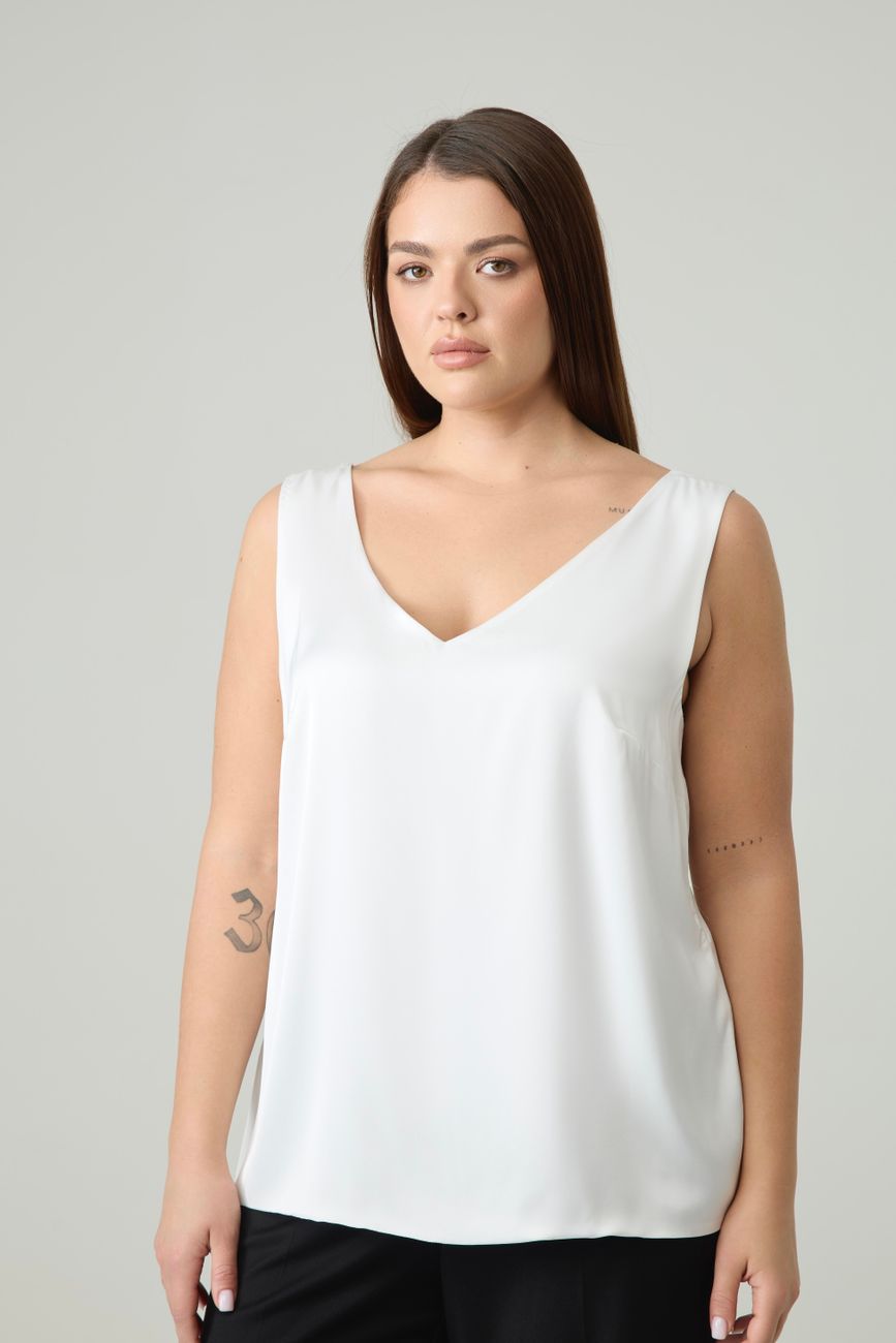 Топ двухслойный на широких бретелях, молочный