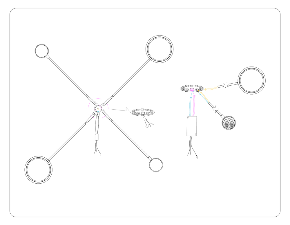 FL51632/4+1 BK/GD черный/золото 3000K-6400K 48W 910*745*300 (ПДУ ИК)