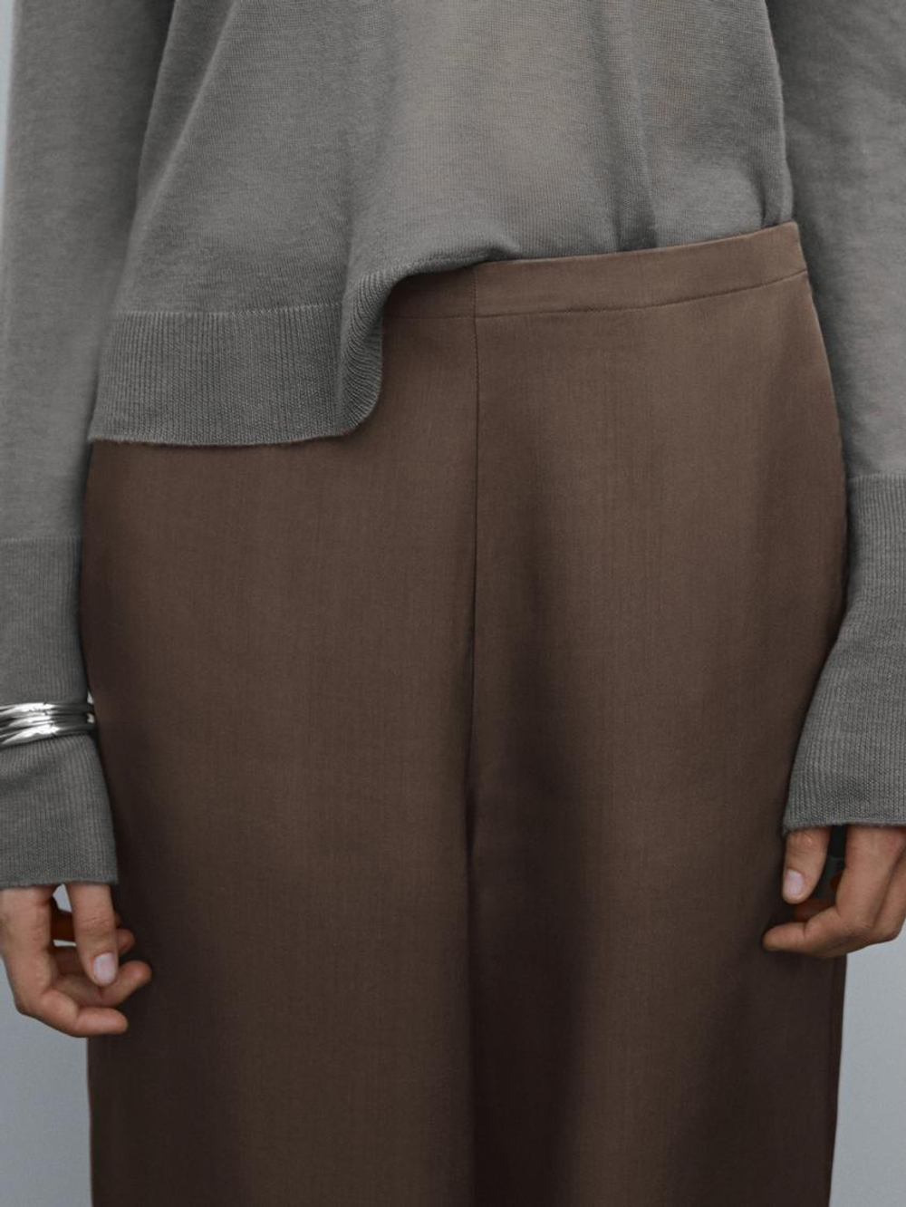 Massimo Dutti Широкие атласные брюки, норка