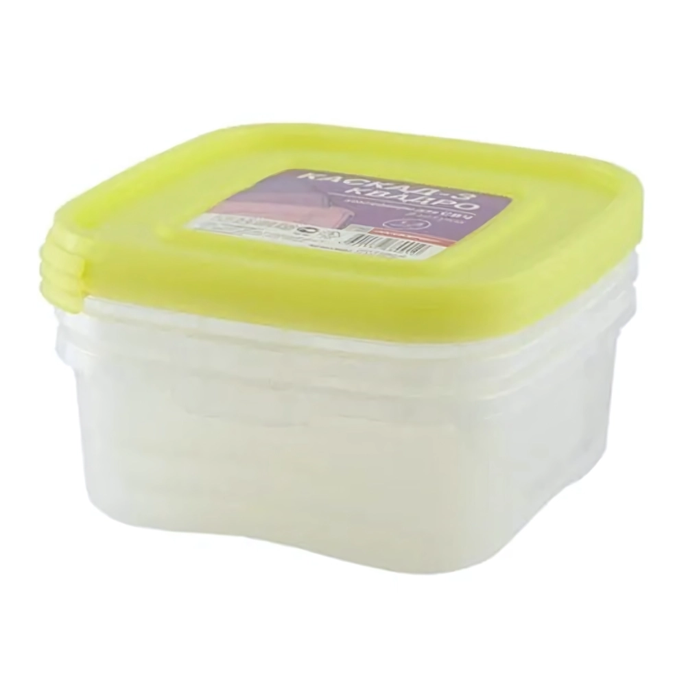 Комплект контейнеров СВЧ 1,4лквадро КАСКАД-3 цвет крышки желтый