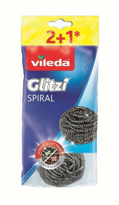 VILEDA Губка Inox Glitzi Spiral из металлической спирали, 2+1 шт