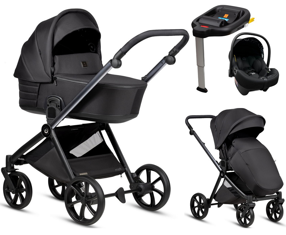Детская коляска Tutis Mio 3 Plus Black Edition New 4 в 1 с автокреслом Elo Lux EduSky Black и базой 1622292 Rose Gold