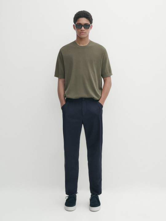 Massimo Dutti Трикотажная футболка с коротким рукавом - Studio, хаки
