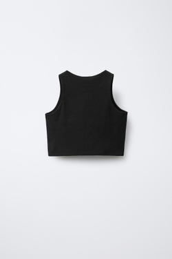 ZARA УКОРОЧЕННЫЙ ТОП НА БРЕТЕЛЯХ, ЧЕРНЫЙ