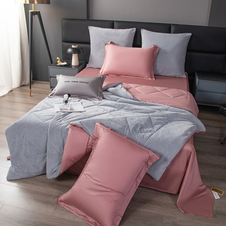 КПБ на резинке Сатин Velvet Premium с Одеялом VPR002, Евро, 4 наволочки, простынь 180*200*25