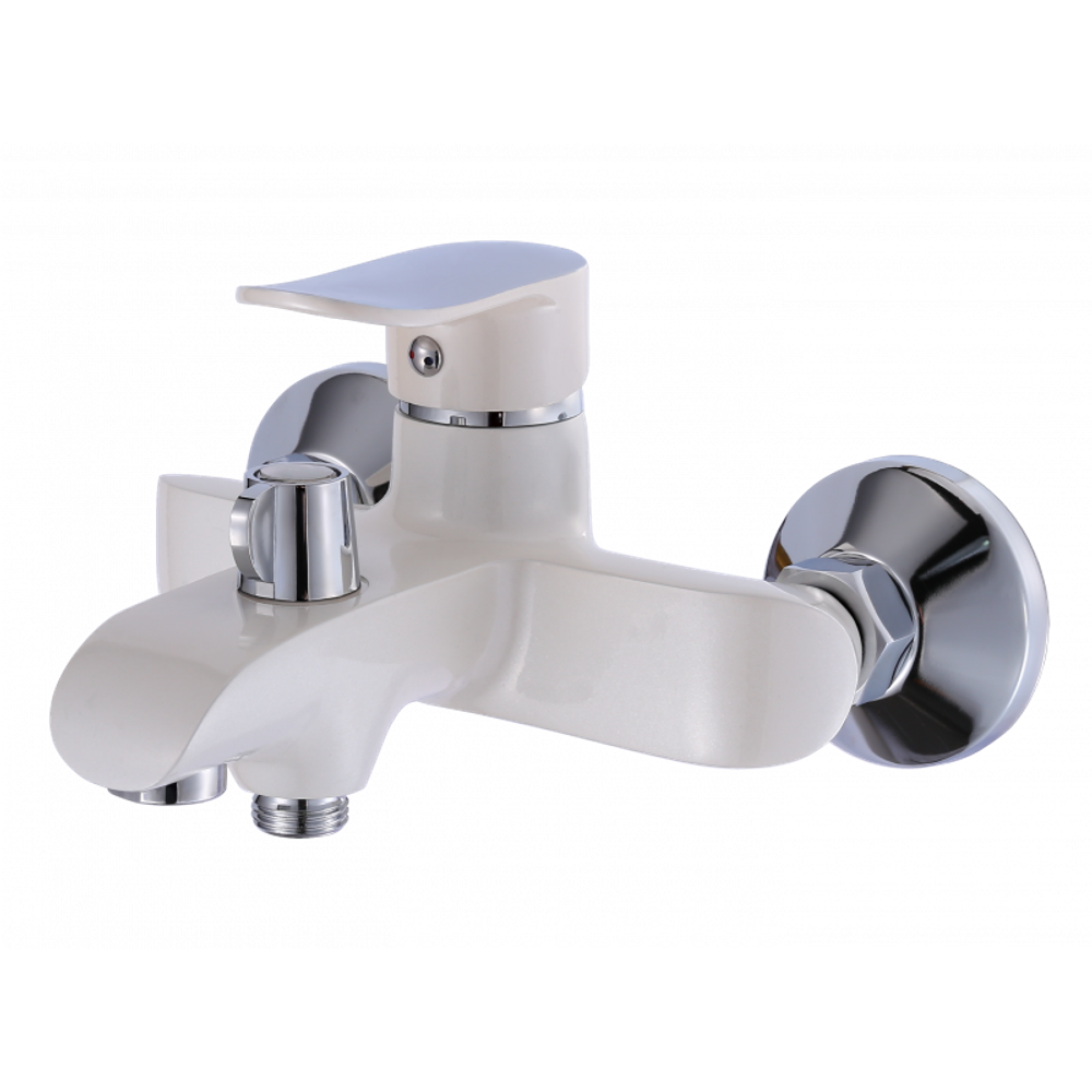 Смеситель для ванны однорычажный латунный H30003-F с коротким изливом, белый/хром