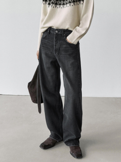 Massimo Dutti Джинсы свободного кроя со средней посадкой, черный