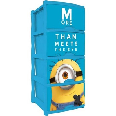 Комод детский 4 ящика, Миньоны, 48х41х94.5 см, джинсовый, Lalababy, LA1061ДЖ