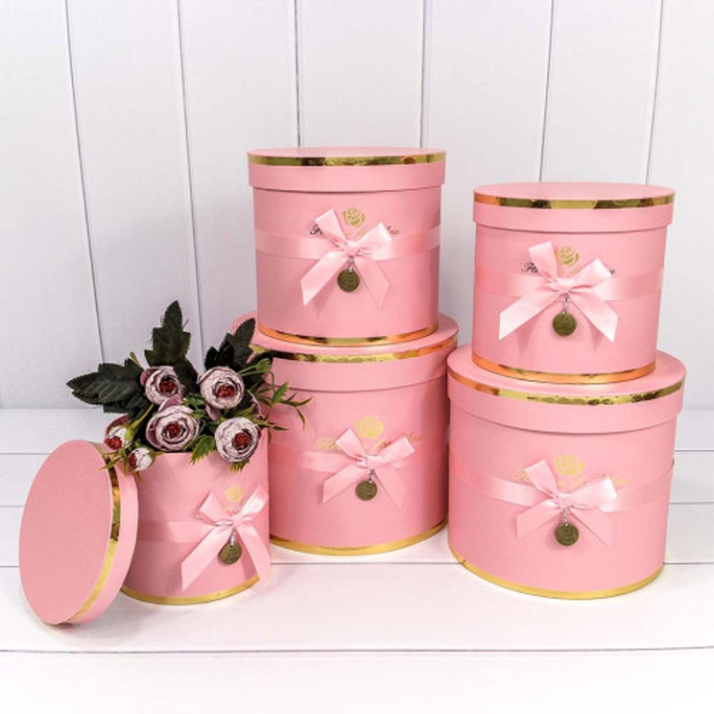 Коробка 22.5х19.5 см Набор 5 шт "Flowers For You" (Розовый)