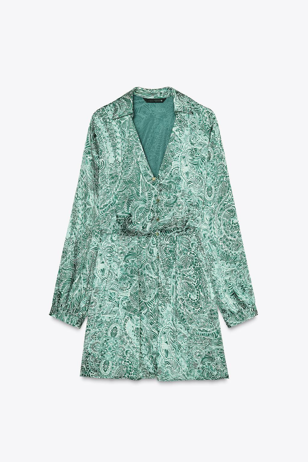 ZARA АТЛАСНОЕ МИНИ-ПЛАТЬЕ С ПРИНТОМ, РАЗНОЦВЕТНЫЙ