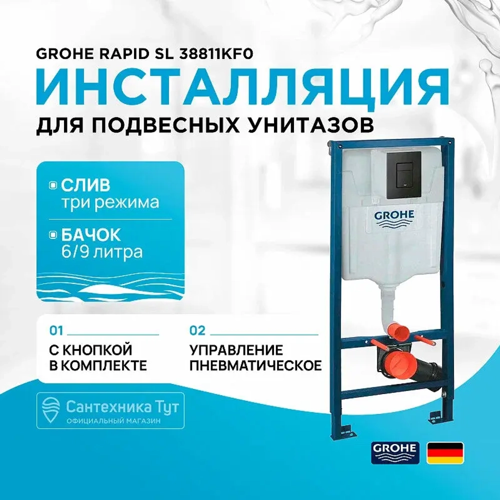 Система инсталляции для унитаза GROHE Solido 3в1, 38811KF0