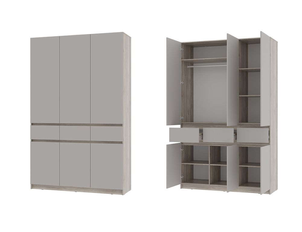 Шкаф 3-х створчатый Багира ШК-08 дуб смоки/кашемир